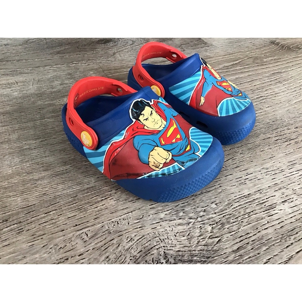Superman Crocs Toddler Size C7 Crocs Shoes Sandals Red Blue Superman Boys Shoes
